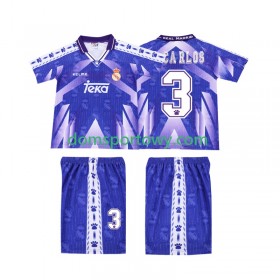 Koszulka Real Madryt R CARLOS 3 Retro Dziecięcy Wyjazdowe Koszulki Piłkarskie 1996-1997 Krótki Rękaw